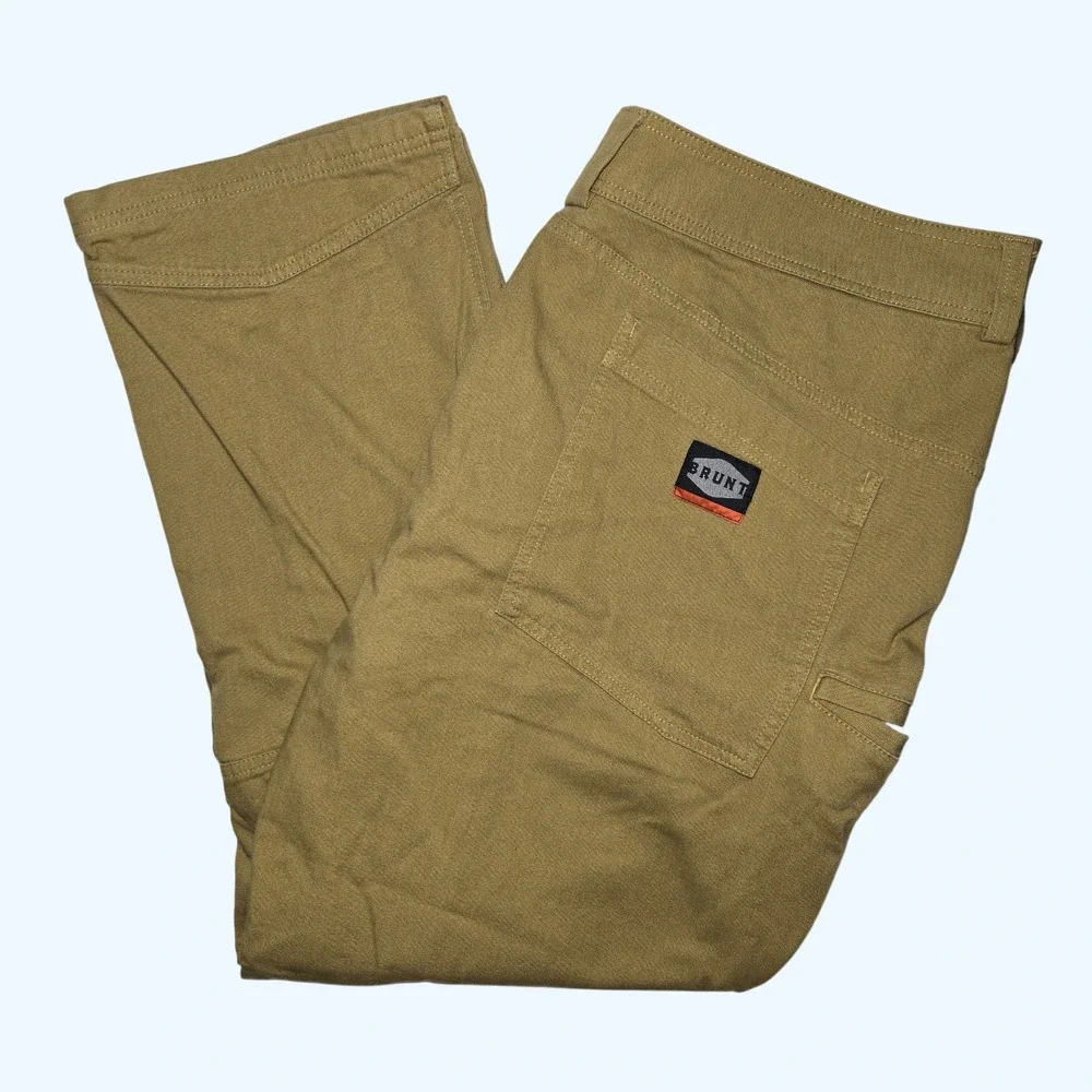 Brunt Workwear Canvas Utility Carpenter Pants Mens Khaki 42x30 (Fits 29